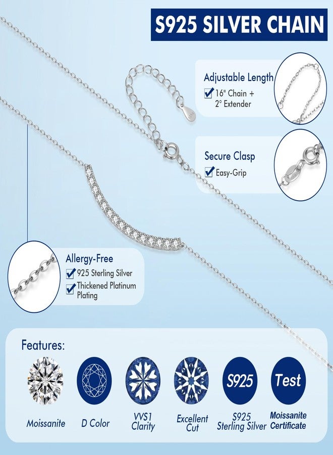 SecreTalk Tennis Moissanite Necklace for Women, 925 Sterling Silver D Color Ideal Cut 2mm Necklace for Women with Certificate of Authenticity (White Gold Plated, 0.9cttw) - Image 3